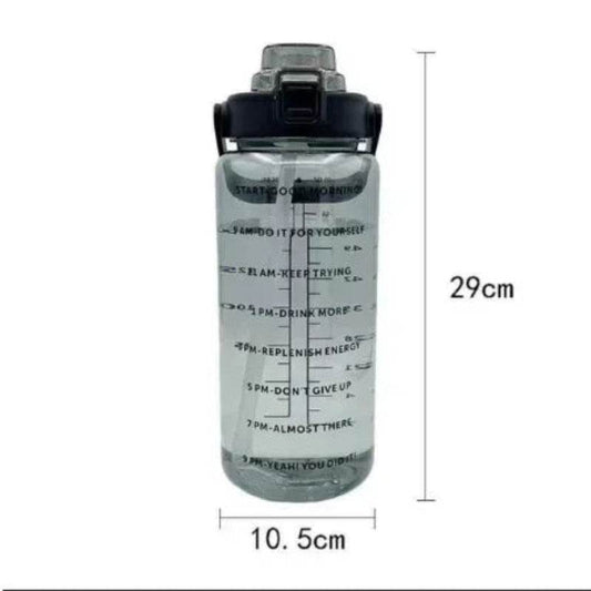 EMESA HOME 2L Straw Water Bottle – Large Capacity, Plastic Drink Cup with Time Marker for Outdoor Sports and Fitness