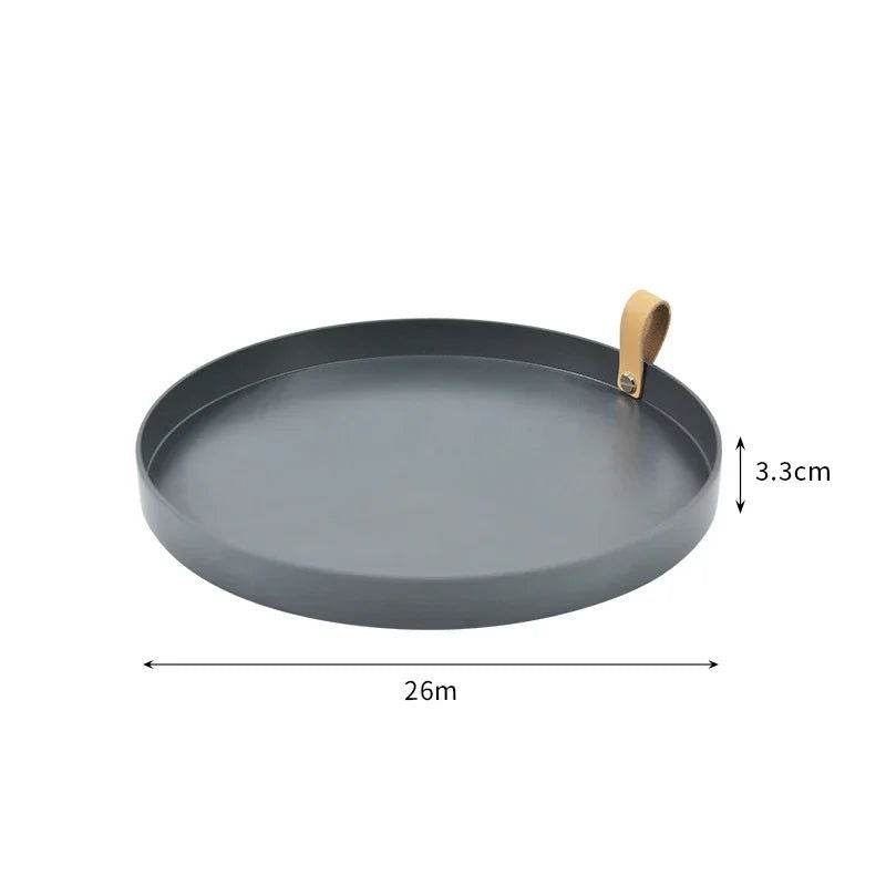 EMESA HOME 1 Piece Round Storage Tray – Simple Solid Color, Portable, for Bedroom Table, Cosmetics, Jewelry, Sundries Display Dark grey