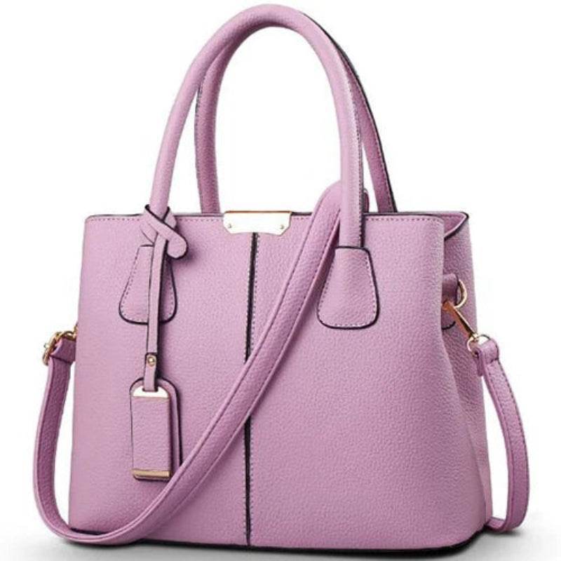 EMESA HOME Women’s PU Leather Handbag – Large Square Tote, Fashion Shoulder Crossbody Bag, Casual Ladies Purse purple 29.5x13x21.5cm