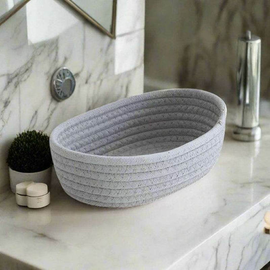 EMESA HOME Nordic Cotton Rope Woven Storage Baskets Organize Boxes Desktop Sundries Organize Basket Sundries Key Cosmetics Storage gray
