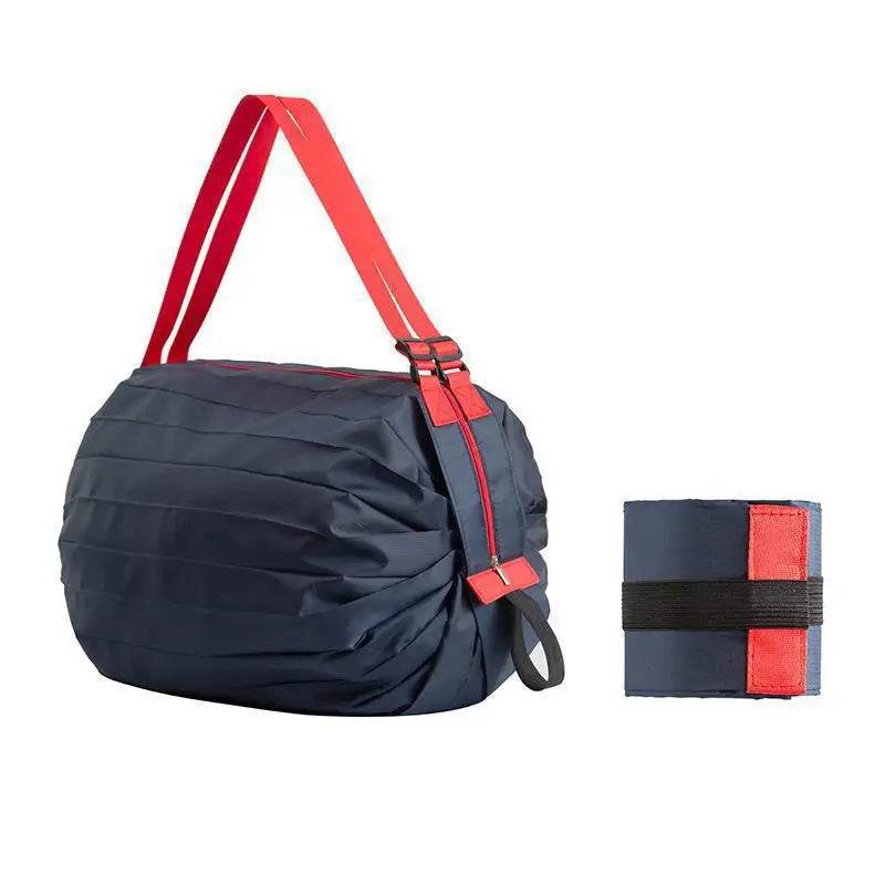 EMESA HOME Foldable Storage Bag With Handle Portable Travel Camouflage Handbags Large Capacity Shopping Bag Navy blue