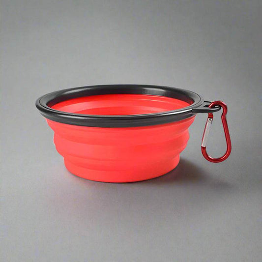 EMESA HOME Portable Pet Food & Water Bowl – Durable Collapsible Silicone Travel Bowl for Cats & Dogs, Outdoor & Indoor Use Red 350 ml
