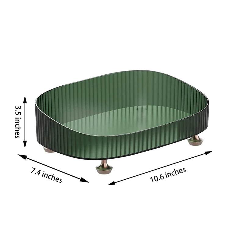 EMESA HOME Large Capacity Bathroom Vanity Tray Perfume Organizer – Clear Desktop Storage Box for Skincare, Lotion Bottles & Cosmetics on Dresser.. Clear Green