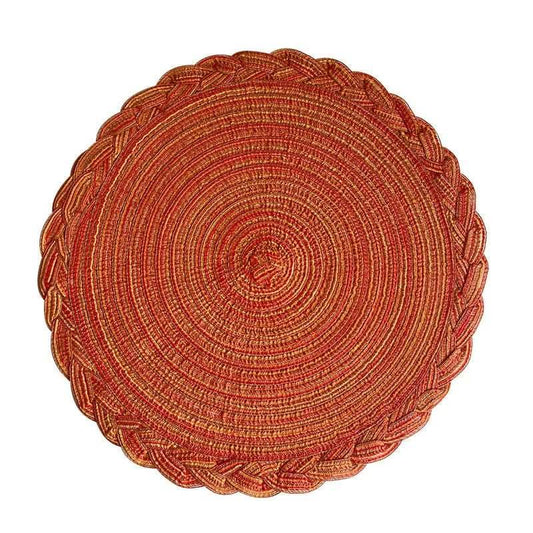 EMESA HOME 4PCS Round Table Mats Woven Placemats Heat Insulation Mat Dining Table Potholder Coaster Party Wedding Home Decoration Props 4pcs orange