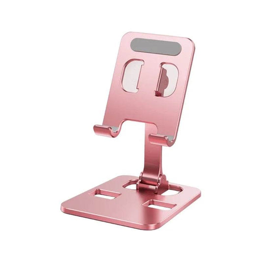 EMESA HOME Foldable Aluminum Phone & Tablet Stand, Universal Adjustable Desktop Holder Mount for Mobile Devices Pink