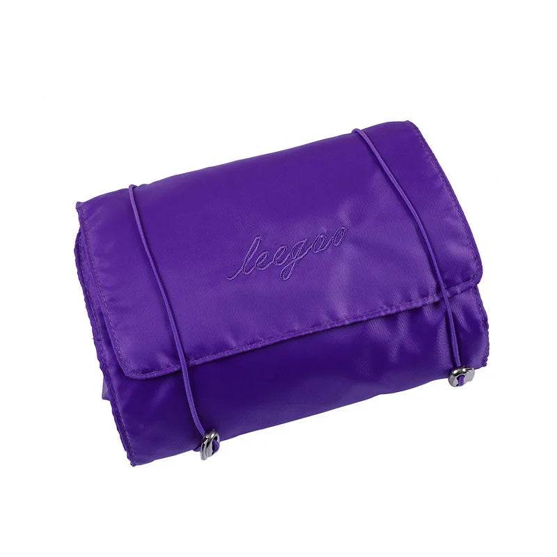 EMESA HOME 4-in-1 Makeup Bag for Women – Large-Capacity Folding Detachable Nylon Mesh Travel Cosmetic & Toiletry Organizer PURPLE