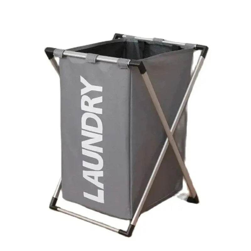 EMESA HOME Foldable Laundry Basket – Large-Capacity Waterproof Clothes & Toys Organizer with Aluminum Bracket. 1 Grid Grey Only 1-piece