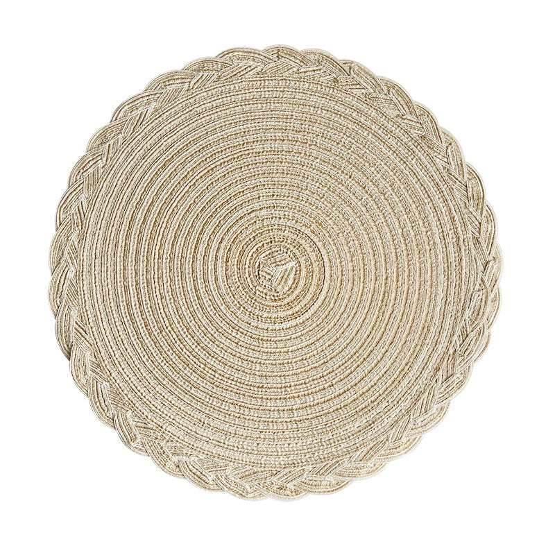 EMESA HOME 4PCS Round Table Mats Woven Placemats Heat Insulation Mat Dining Table Potholder Coaster Party Wedding Home Decoration Props 4pcs beige