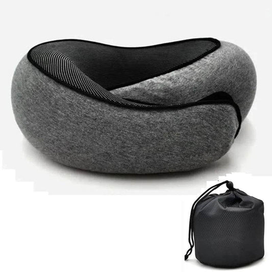 EMESA HOME Travel Neck Pillow Memory Foam U-shaped Pillow Snail Style Travel Neck Support Portable Adjustable Soft Noon Break Sleep Pillows Dark Black