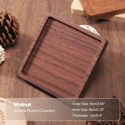 EMESA HOME Solid Walnut Wood Coaster Round Square Beech Wood Cup Mat Durable Heat Resistant Tea Coffee Cup Pad Placemats 8.8cm/3.46in - Emesa Home