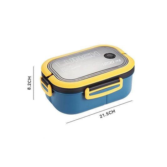 EMESA HOME 1200ML 2-Layer Bento Lunch Box with Spoon & Fork – Leakproof, Microwave-Safe Food Container blue 5 2|1200ml