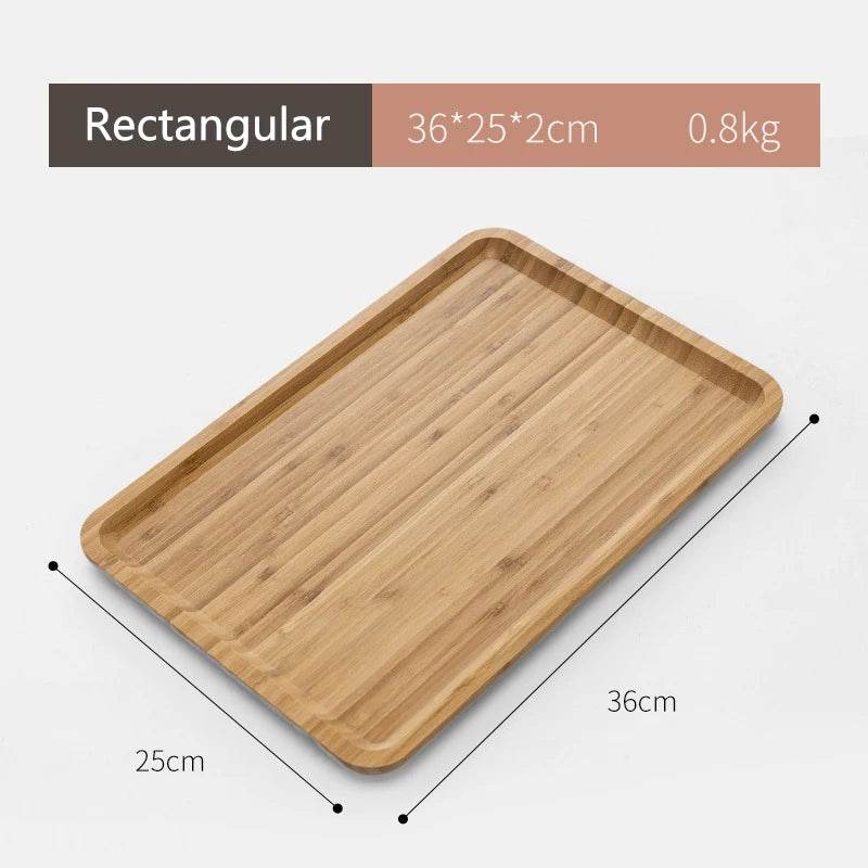 EMESA HOME Simple Japanese Bamboo Tea Tray Kitchen Storage Serving Trays Home Hotel Platter Plate for Dessert Breakfast Coffee Food Tray Rectangular 36x25cm