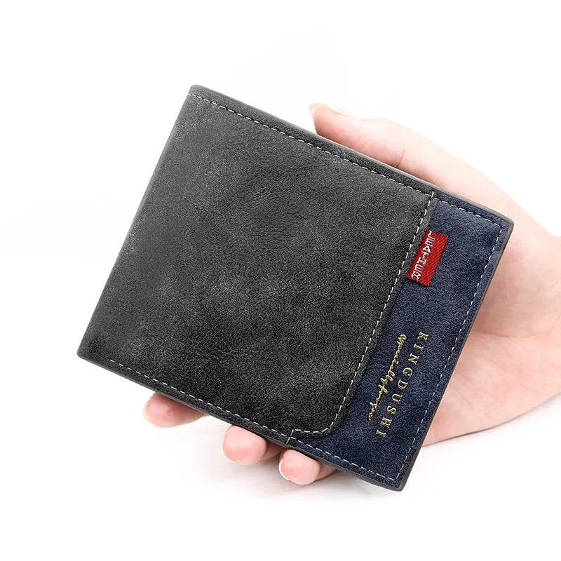 EMESA HOME Men Short Wallets High Quality Classic Card Holder Simple Male Purse Zipper Coin Pocket Men Money Clips Black