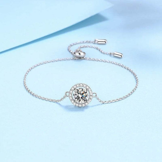 EMESA HOME 1ct Moissanite Bracelet – 925 Sterling Silver with 18K Gold Plating, Luxury Jewelry for Women, Wedding & Party Gift Type A