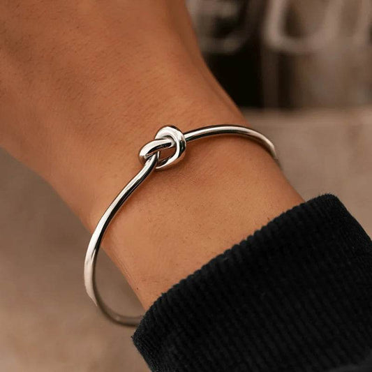 EMESA HOME Vintage Stainless Steel Woven Twist Bangle Bracelet, Women Fashion Jewelry, Statement Streetwear Goth Gift Silver