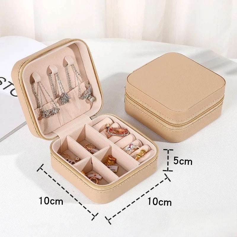 EMESA HOME Mini Jewelry Storage Box Portable Home Travel Earrings Necklace Storage Case for Women Ring Organizer PU Leather Display Case meters.yellow
