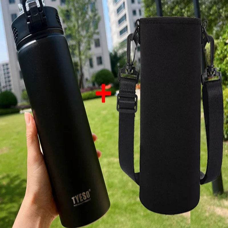 EMESA HOME Thermos Bottle With Straw Stainless Steel Thermal Cup Sports Water Bottles for Car, Keeps Drinks Cold or Hot Thermal Mug Black With Cup Bag 750ML