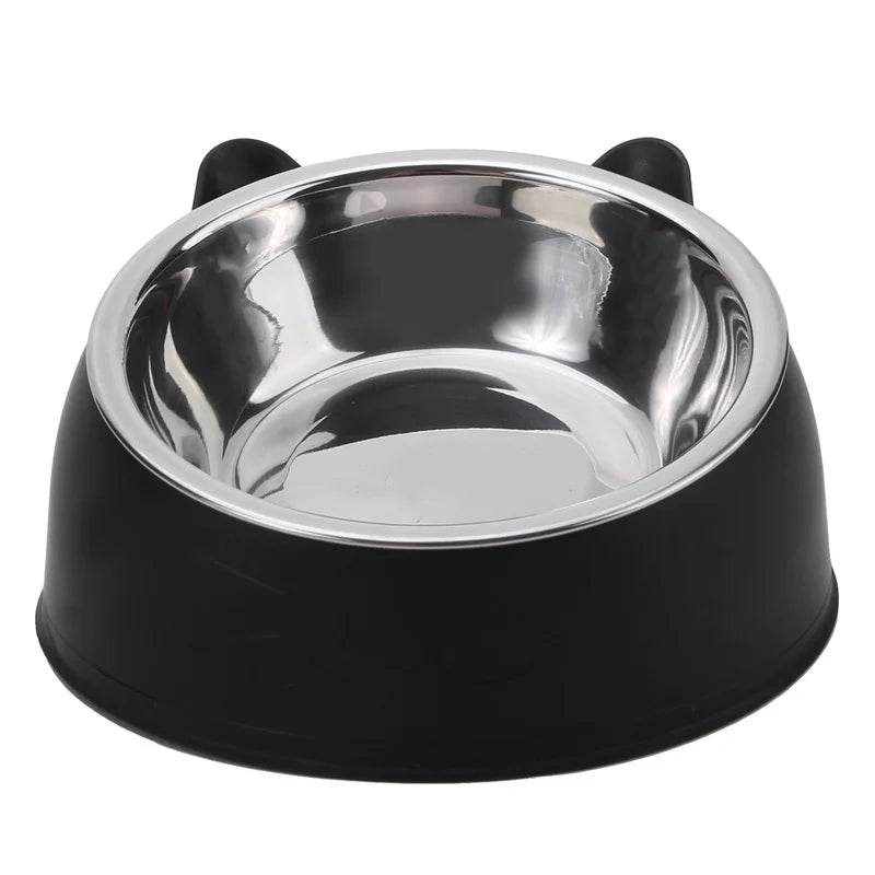 EMESA HOME Inclined Cat Bowl – Cute Stainless Steel Feeding Dish for Kittens, Puppies & Small Pets black