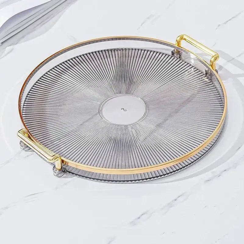 EMESA HOME Round Storage Tray for Coffee Table, Tea Cup Plate, Acrylic Aromatherapy Organizer, Home Decor Gray