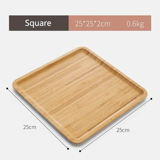 EMESA HOME Simple Japanese Bamboo Tea Tray Kitchen Storage Serving Trays Home Hotel Platter Plate for Dessert Breakfast Coffee Food Tray Square 25x25cm