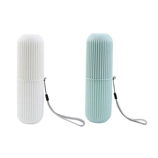 EMESA HOME Portable Toothbrush & Toothpaste Holder – Travel Toiletries Storage Case for Camping, Bathroom, and Daily Use 2pcs White-Green