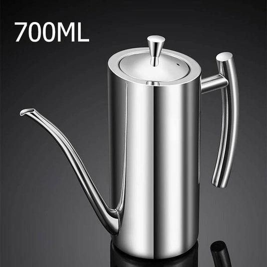 EMESA HOME Stainless Steel Oil Pot – No-Drip, Dust-Proof Vinegar & Sauce Storage Container for Kitchen Use 700ML