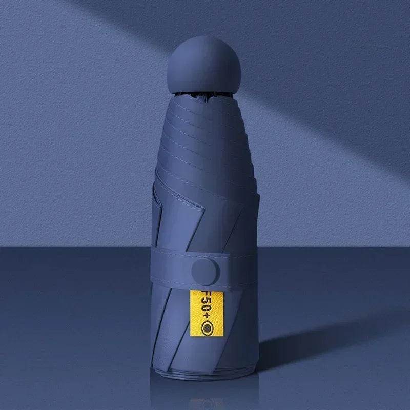 EMESA HOME Small Capsule Sun Umbrella – Portable, Dual-Use UV Protection for Women, Rain & Shine Ready Dark Blue IRON 6K