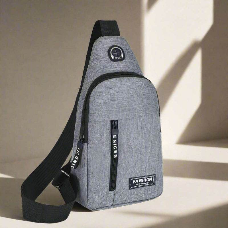 EMESA HOME Multifunctional Chest Bag – Men's Fashion Oxford Cloth, Korean Style, Casual, Waterproof Shoulder Messenger Bag Single layer grey