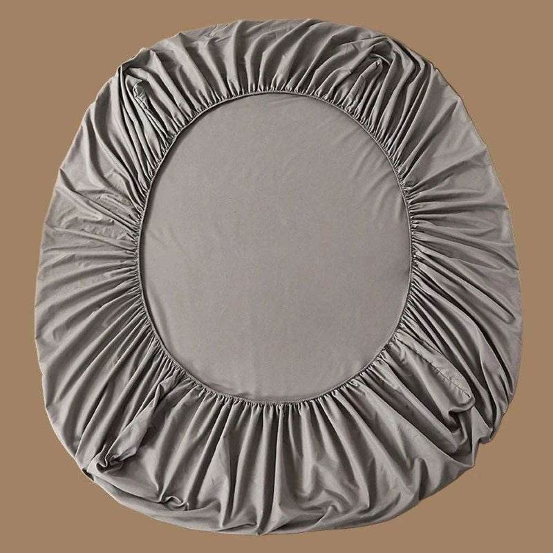 EMESA HOME 100% Cotton Fitted Sheet: High-quality, versatile mattress cover with elastic bands for a secure, non-slip fit on various bed sizes. Light grey