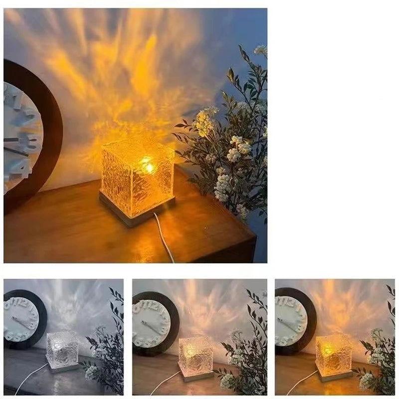 EMESA HOME Dynamic Rotating Water Ripple Projector Night Light 3/16 Colors Flame Crystal Lamp for Living Room Study Bedroom Rotating Light - Emesa Home