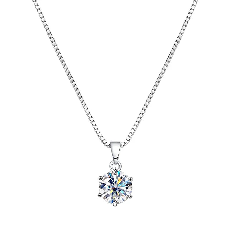 The EMESA HOME 1/2 Carat Real Moissanite Pendant Necklace For Women 6 Prong 100% 925 Sterling Silver Wedding Party Bridal Fine Jewelry - Emesa Home