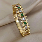 EMESA HOME Luxury Stainless Steel Cuff Bracelet for Women – Rhinestone Gold/Silver Plated Vintage Wide Bangle, Hypoallergenic Stackable Gift - EMESA HOME™