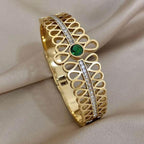 EMESA HOME Luxury Stainless Steel Cuff Bracelet for Women – Rhinestone Gold/Silver Plated Vintage Wide Bangle, Hypoallergenic Stackable Gift - EMESA HOME™