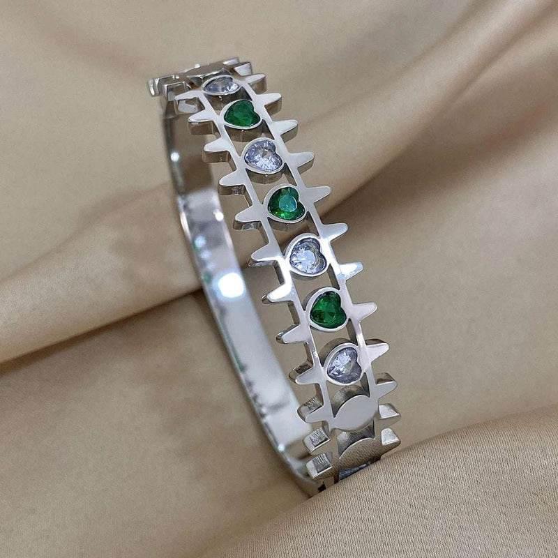 EMESA HOME Luxury Stainless Steel Cuff Bracelet for Women – Rhinestone Gold/Silver Plated Vintage Wide Bangle, Hypoallergenic Stackable Gift - EMESA HOME™