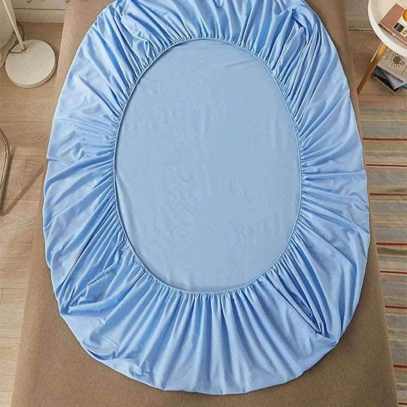 EMESA HOME 100% Cotton Fitted Bed Sheet with Elastic Band, Solid Color Anti-slip Adjustable Mattress Cover for Single, Double, King & Queen Beds. Blue