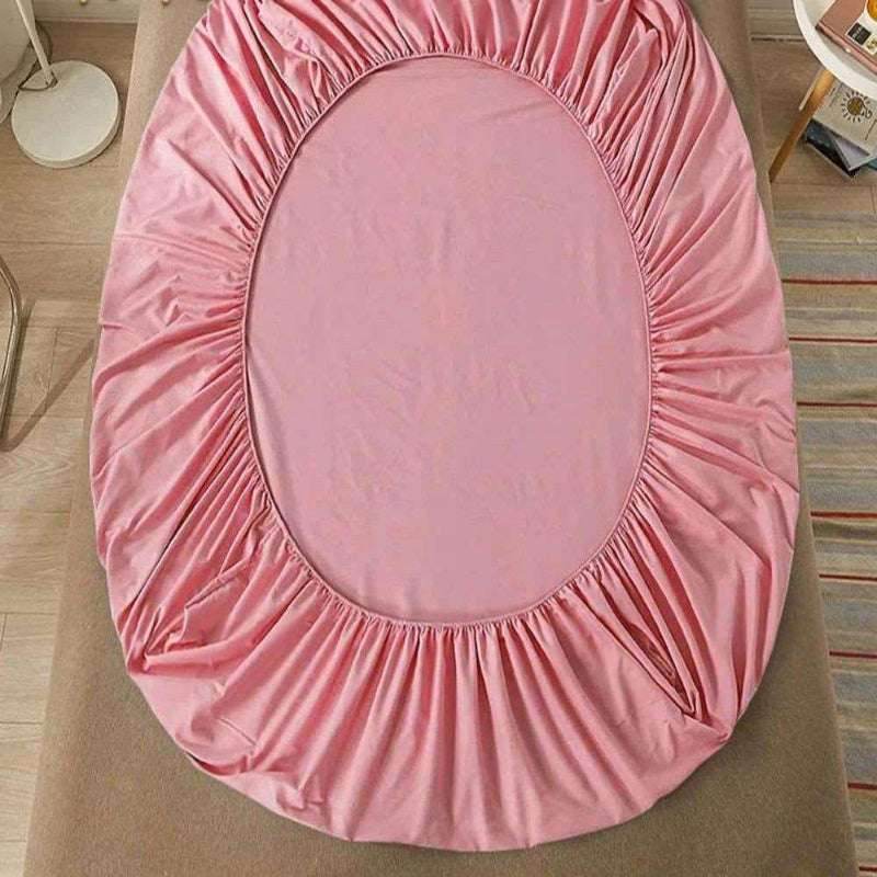 EMESA HOME 100% Cotton Fitted Bed Sheet with Elastic Band, Solid Color Anti-slip Adjustable Mattress Cover for Single, Double, King & Queen Beds.