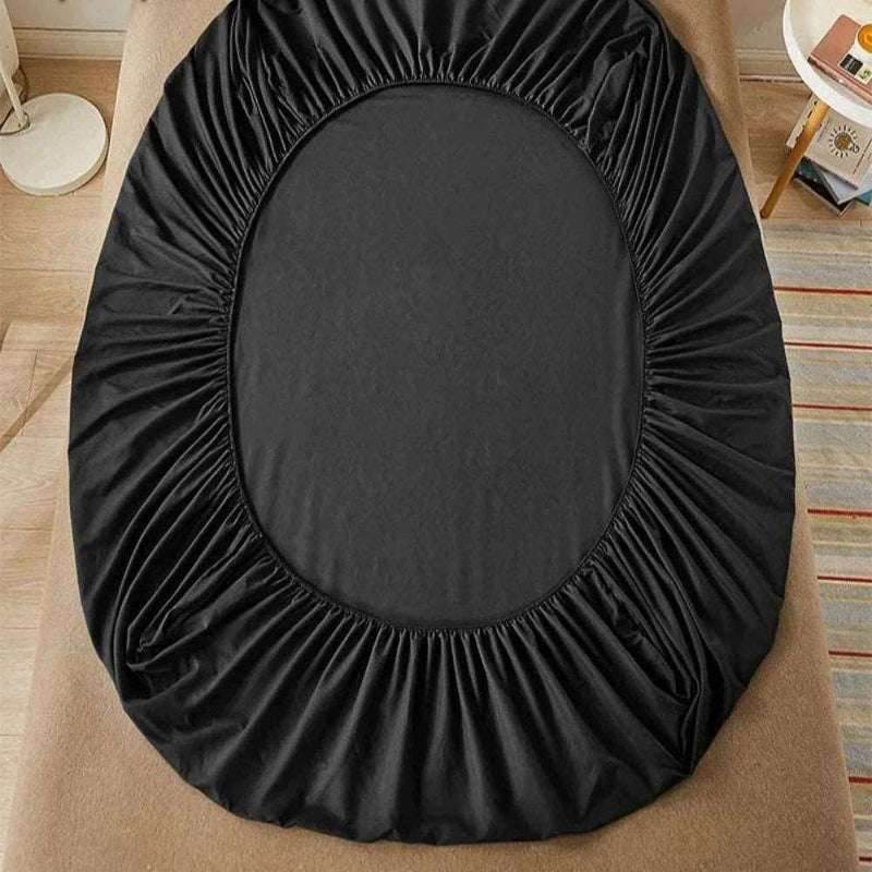 EMESA HOME 100% Cotton Fitted Bed Sheet with Elastic Band, Solid Color Anti-slip Adjustable Mattress Cover for Single, Double, King & Queen Beds.