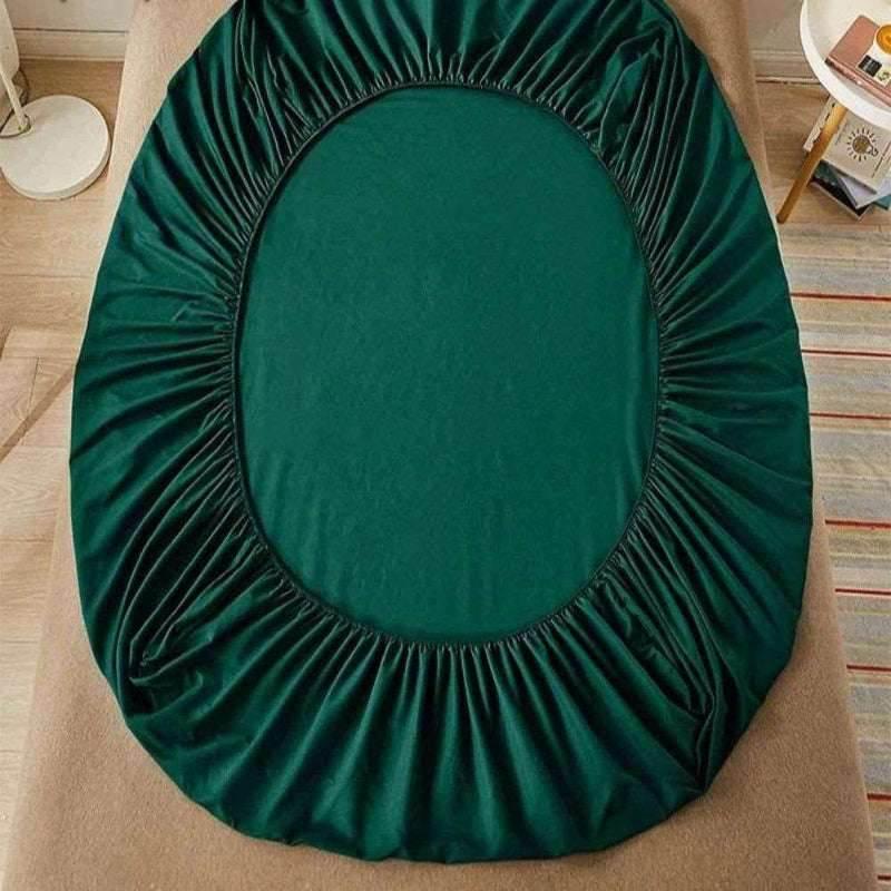 EMESA HOME 100% Cotton Fitted Bed Sheet with Elastic Band, Solid Color Anti-slip Adjustable Mattress Cover for Single, Double, King & Queen Beds. - EMESA HOME™