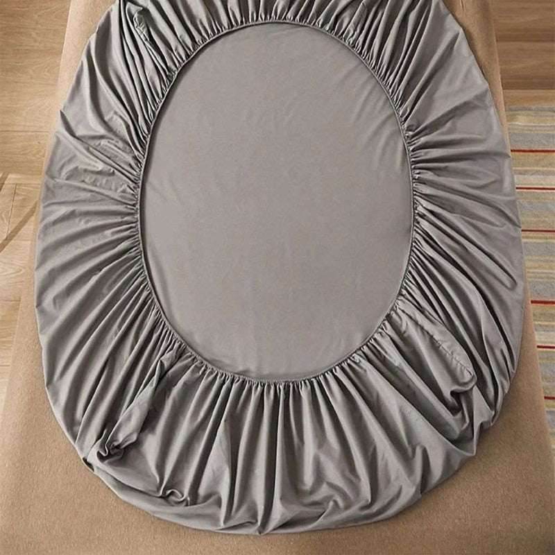 EMESA HOME 100% Cotton Fitted Bed Sheet with Elastic Band, Solid Color Anti-slip Adjustable Mattress Cover for Single, Double, King & Queen Beds. Light grey