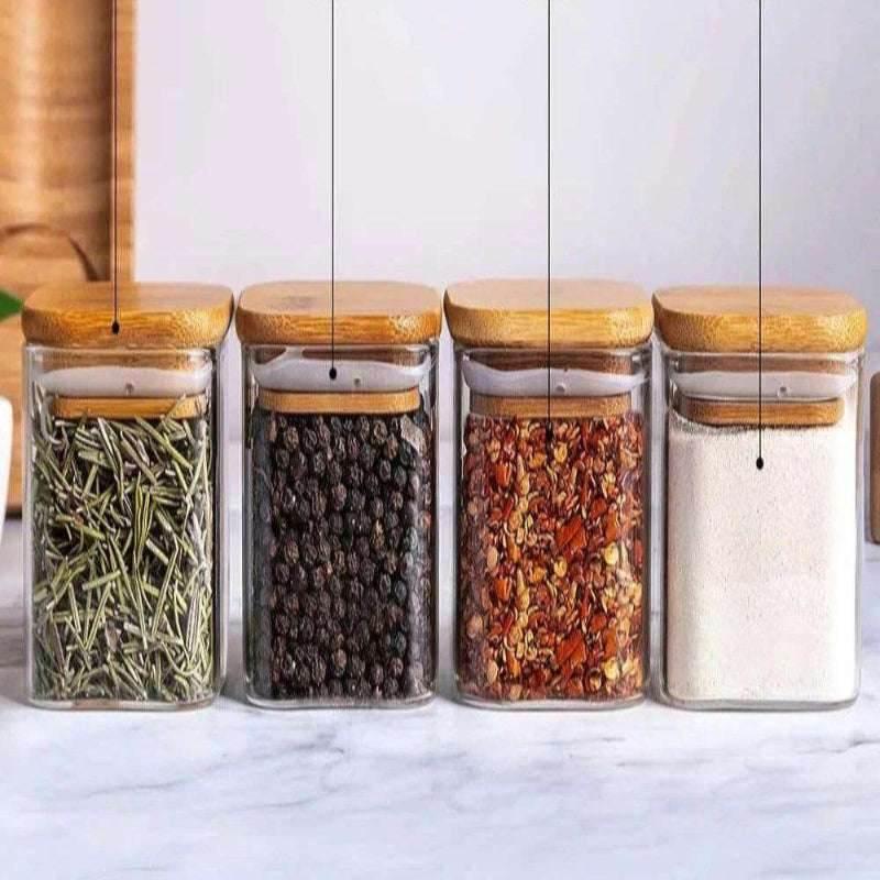 EMESA HOME Glass Spice Jars with Bamboo Lids – Stylish, Eco-Friendly Solution for Seasoning Storage - EMESA HOME™