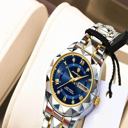 EMESA HOME Luxury Ladies Dress Watch - Luminous Waterproof Week Date Stainless Steel Quartz Wristwatch