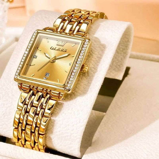 EMESA HOME Elegant Quartz Ladies Wristwatch - Auto Date, Top Brand Original Watch for Women, Luxury Waterproof Luminous Watches Gold