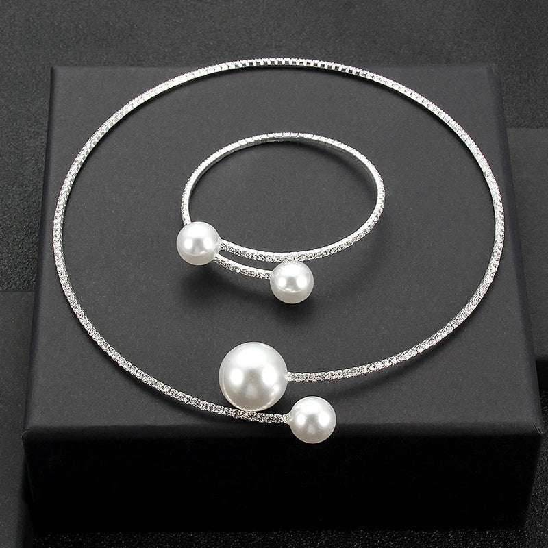 EMESA HOME Rhinestone Choker Necklace – Torques Collar, Statement Jewelry with Imitation Pearls for Women and Girls 8