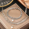 EMESA HOME Stainless Steel Pearl Pendant Jewelry Set, Elegant Multi-Layer Chain Jewelry for Women - EMESA HOME™