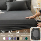 EMESA HOME 100% Cotton Fitted Bed Sheet with Elastic Band, Solid Color Anti-slip Adjustable Mattress Cover for Single, Double, King & Queen Beds. - EMESA HOME™