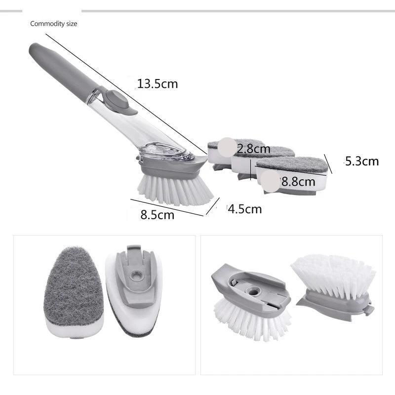 EMESA HOME 2-in-1 Kitchen Cleaning Brush: Long Handle with Removable Sponge Dispenser, Ideal for Dishwashing and Kitchen Cleaning - Emesa Home