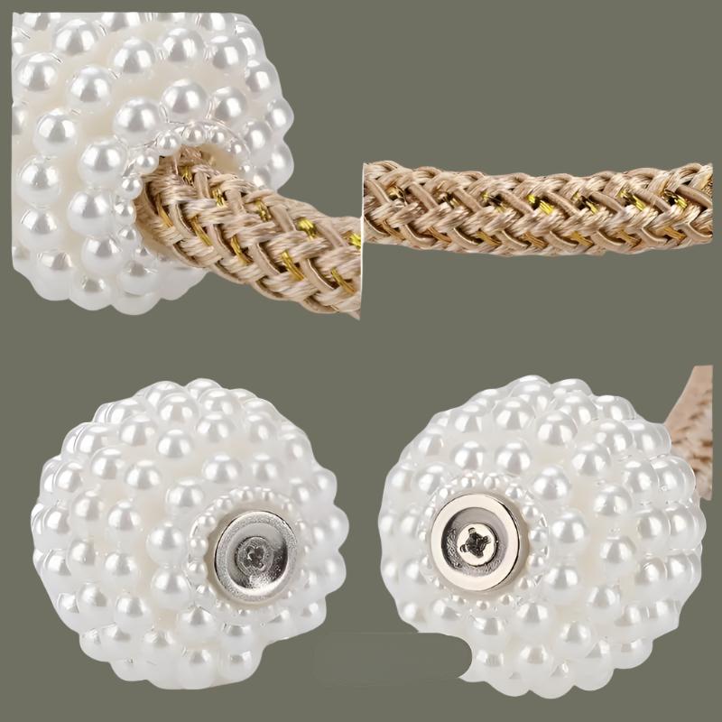 "EMESA HOME 2PCS Pearl Magnetic Curtain Clips - Elegant Tie Back Buckle, Hanging Ball Design, Curtain Décor Accessories" - Emesa Home