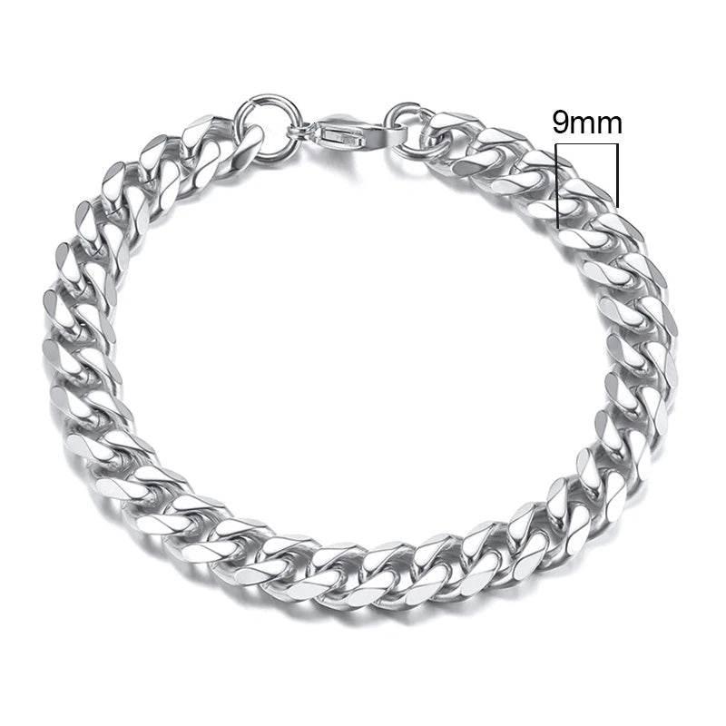 EMESA HOME 3-11mm Chunky Miami Curb Chain Bracelet – Stainless Steel Cuban Link, Classic Punk Heavy Jewelry for Men - EMESA HOME™