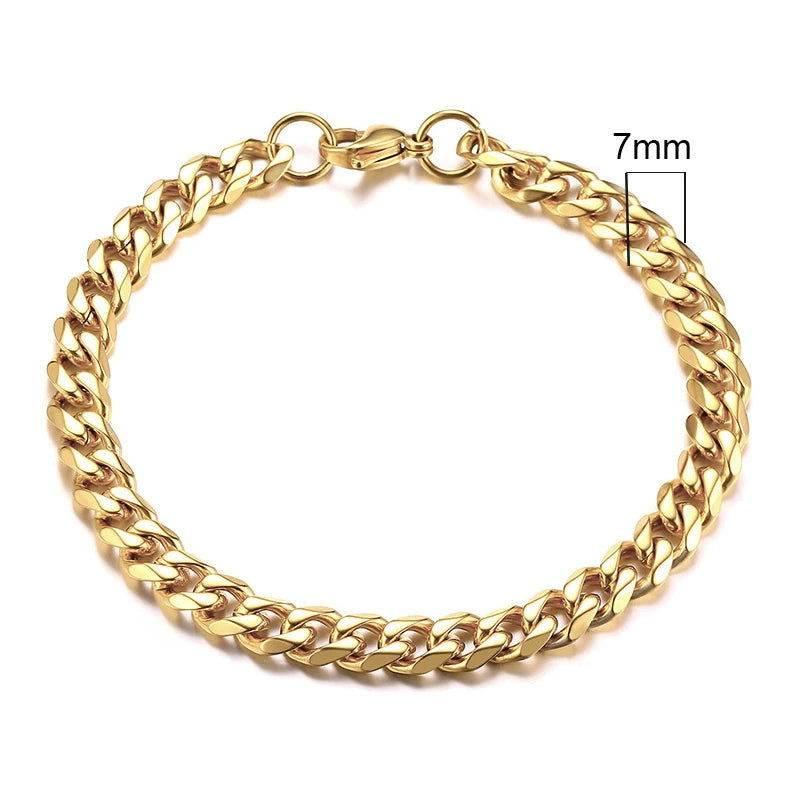 EMESA HOME 3-11mm Chunky Miami Curb Chain Bracelet – Stainless Steel Cuban Link, Classic Punk Heavy Jewelry for Men - EMESA HOME™