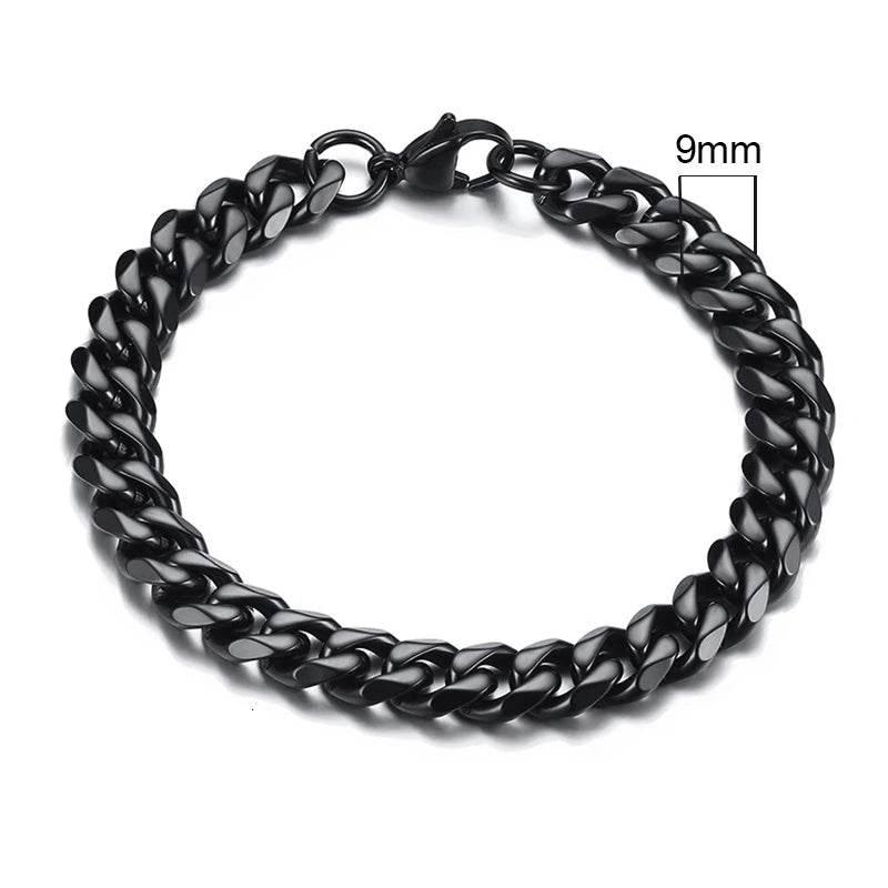 EMESA HOME 3-11mm Chunky Miami Curb Chain Bracelet – Stainless Steel Cuban Link, Classic Punk Heavy Jewelry for Men - EMESA HOME™